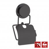 Suport pentru hârtie igienică cu capac, MAGIC FIX 712, Negru
