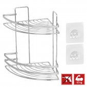 Etajeră colțar dublă pentru baie, MAGIC FIX 741, Crom