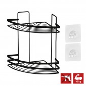 Etajeră colțar dublă pentru baie, MAGIC FIX 741, Neagră