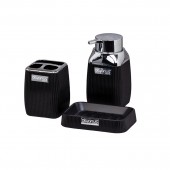 Set baie STRIPE SQUARE 502, 3 piese, Negru / Crom
