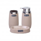 Set baie STRIPE ROUND 479, 3 piese, Cappuccino / Crom