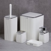 Set baie STRIPE SQUARE 501, 5 piese, Alb / Crom