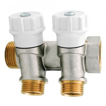 Colector de distribuţie cu ventil, înclinat 35° - 2 căi