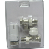 Set robineți drept cromat tur-retur + cap temostatic 1/2" MxF Set robineți drept cromat tur-retur + cap temostatic 1/2" MxF