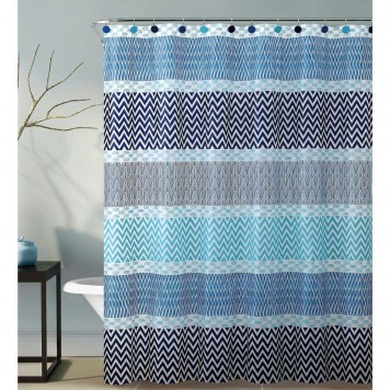 Perdea de baie Blue ocean, 180x180, albastru/gri