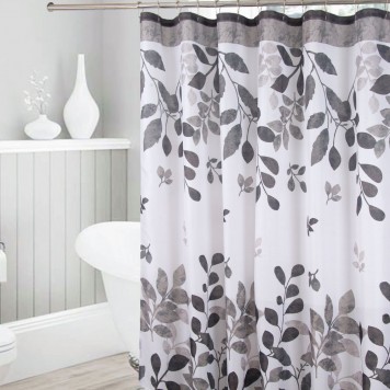 Perdea de baie Grey nature, 180x180, alb/gri/negru