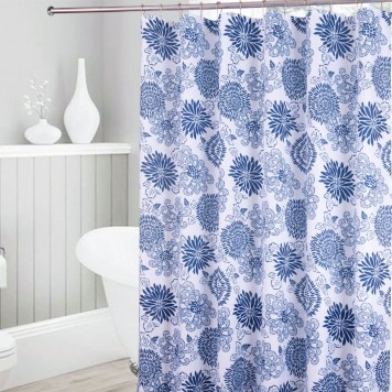 Perdea de baie Sky flowers, 180x180, albastru/gri