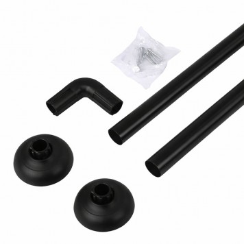 Bară de colț din inox pentru perdea duș 90x90 cm, neagră-1