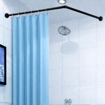 Bară de colț din inox pentru perdea duș 90x90 cm, neagră-2