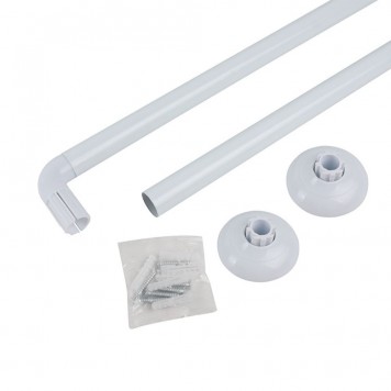 Bară de colț din inox pentru perdea duș 90x90 cm, albă-1