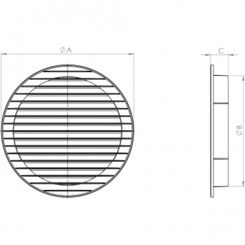 Grilă ventilație rotundă cu plasă, maro - 100 x 128-1