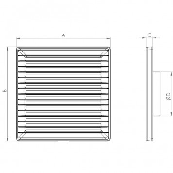 Grilă ventilație pătrată din ABS, cu plasă 170x170  Ø100 albă-1
