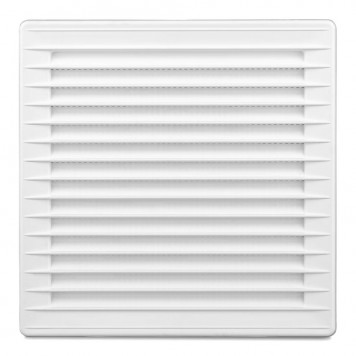 Grilă ventilație pătrată din ABS, cu plasă 170x170  Ø100 albă