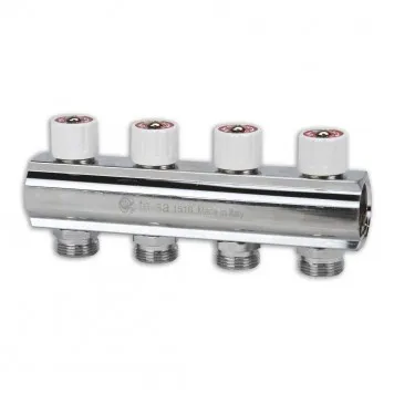 Colector de distribuţie drept, cu ventil 4 căi - 1"x3/4"