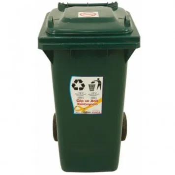 Tomberon din plastic cu roți și capac, 120 L, Verde-1