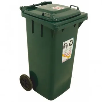 Tomberon din plastic cu roți și capac, 120 L, Verde